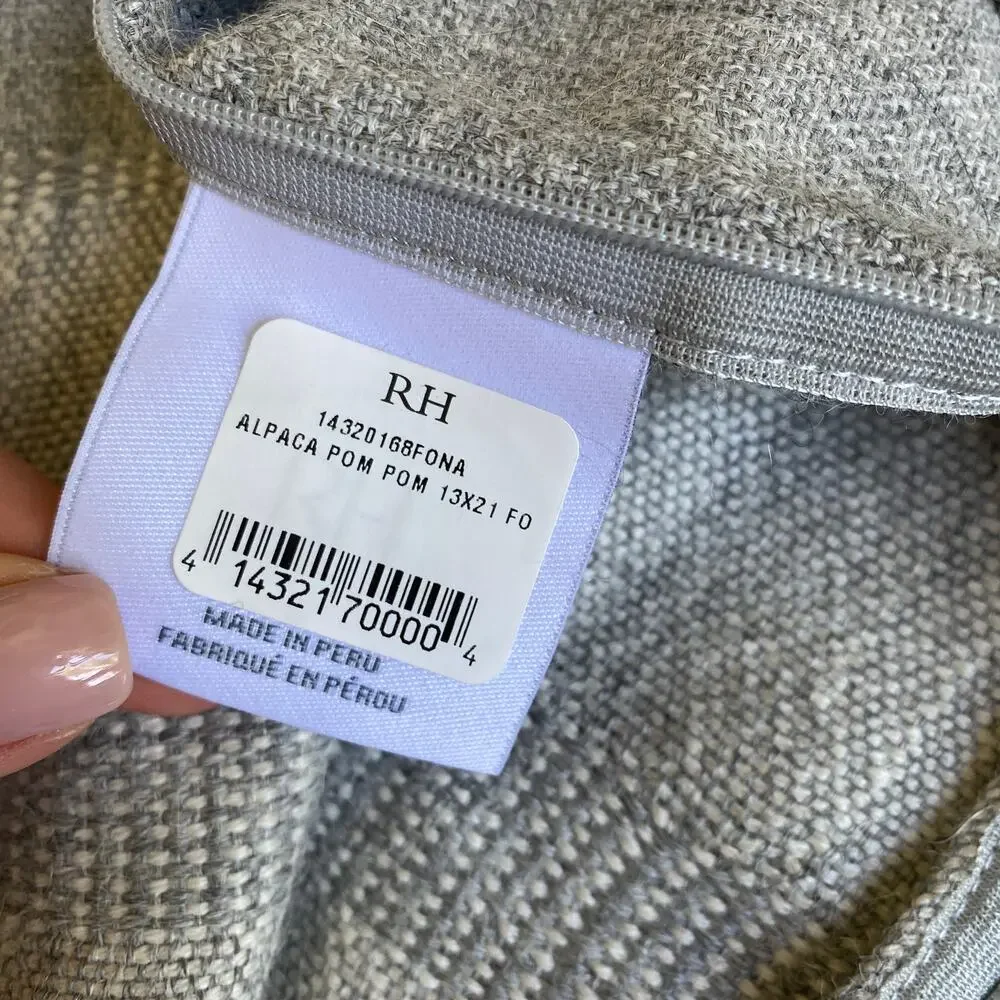 $150 NWT Restoration Hardware Alpaca Wool Lumbar Pillow Sham 13 x 21
